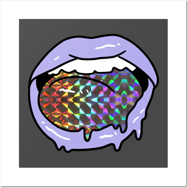 Sparkly Holographic Tongue and Lips Wall Art by saradaboru